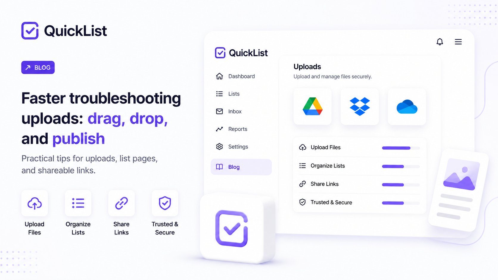 Organize privacy and security assets with visual lists