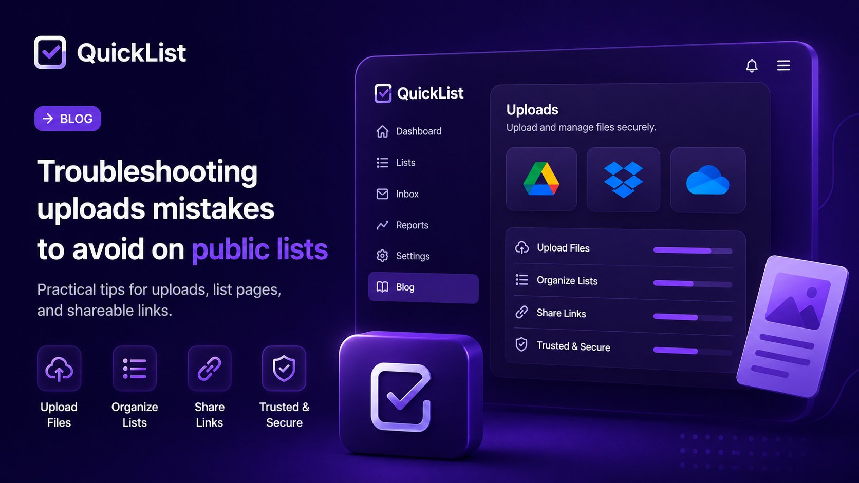 Organize PDF and documents assets with visual lists